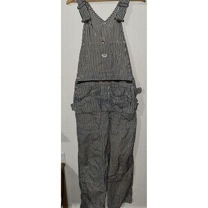 Vintage Lee Overall Bibs Sanforized Union Made Blue Pinstripe Carpenter USA Made
